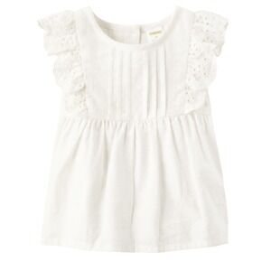NWT Gymboree‎ The Linen Shop Top Girls 12-18 Month Shirt Lace Ruffle Cap Sleeve